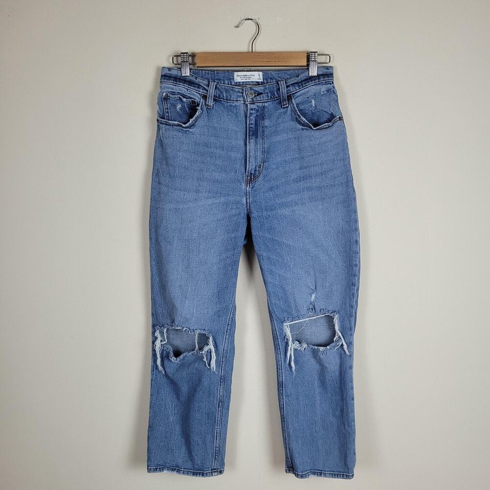 Abercrombie & Fitch Jeans 29 8S Blue Ankle Straight Ultra High‎ Rise Distressed